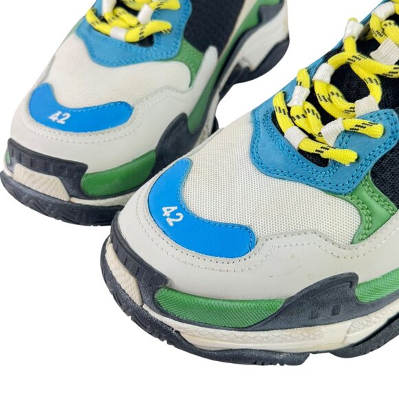 BALENCIAGA Multicolor Triple S Mesh Nubuck and Leahter Sneakers Marked as 9US - Picture 6 of 12